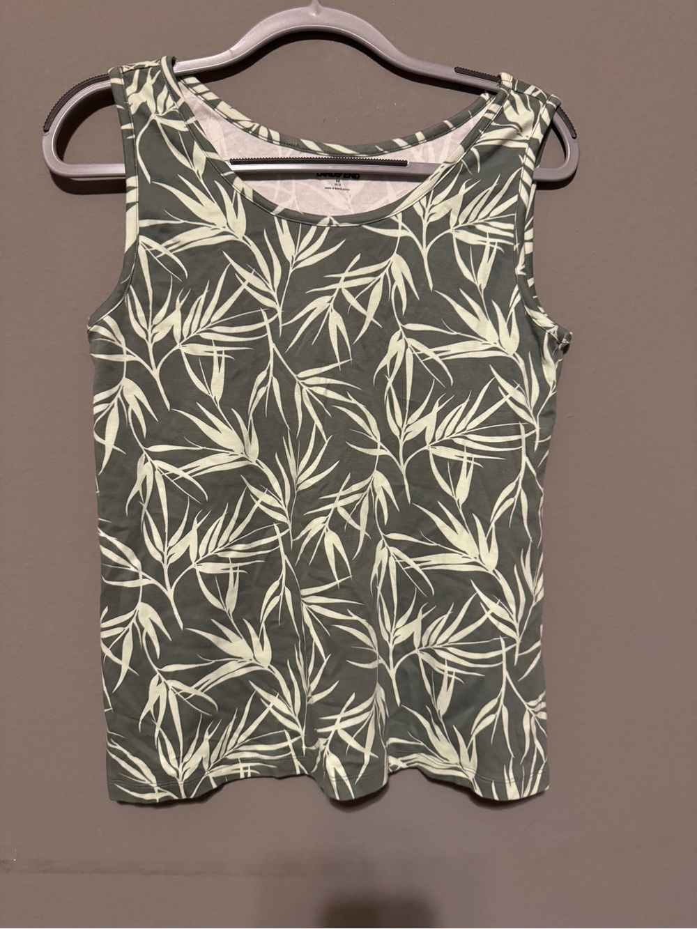 Lands' End Olive & Cream Botanical Scoop Tank